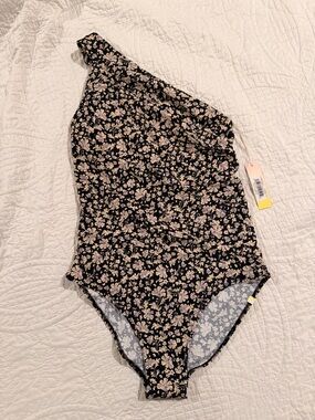 Summersalt Sidestroke Floral Swimsuit in Mini Floral Black, Cream, and Lavender